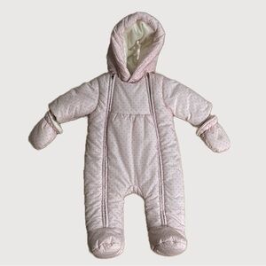 jacadi Paris Infant Baby‎ Girl Snowsuit Size 6 Months Light Pink Polka Dots